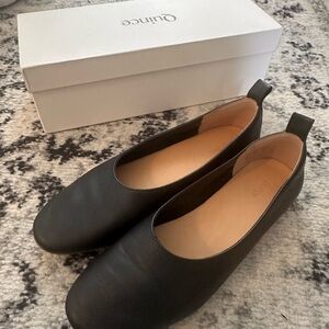 Quince Black Leather Flats